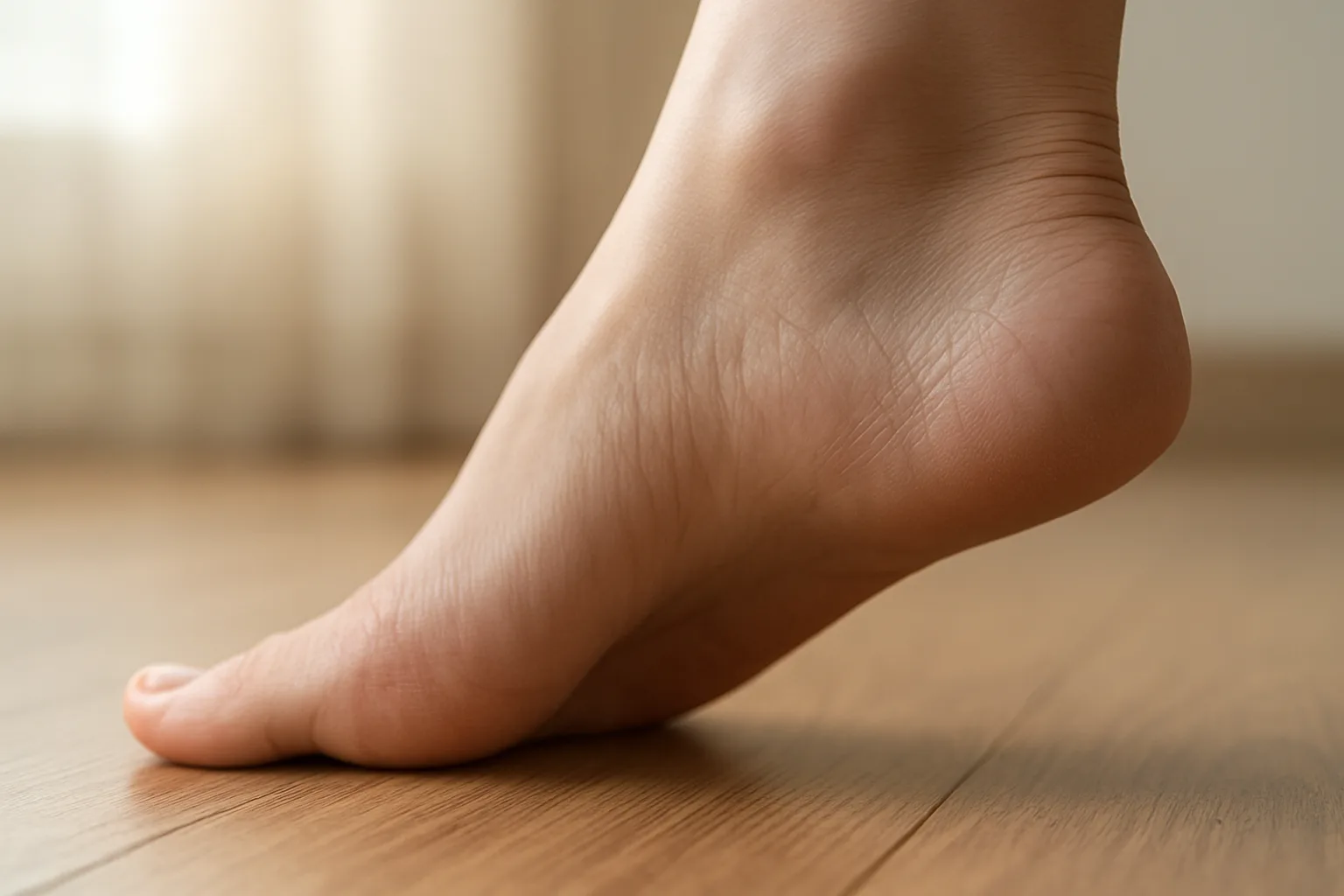 아침 첫발을 내디딜 때 발바닥과 발뒤꿈치 부위에 가해지는 압박과 통증의 양상을 시각적으로 나타낸 모습입니다.