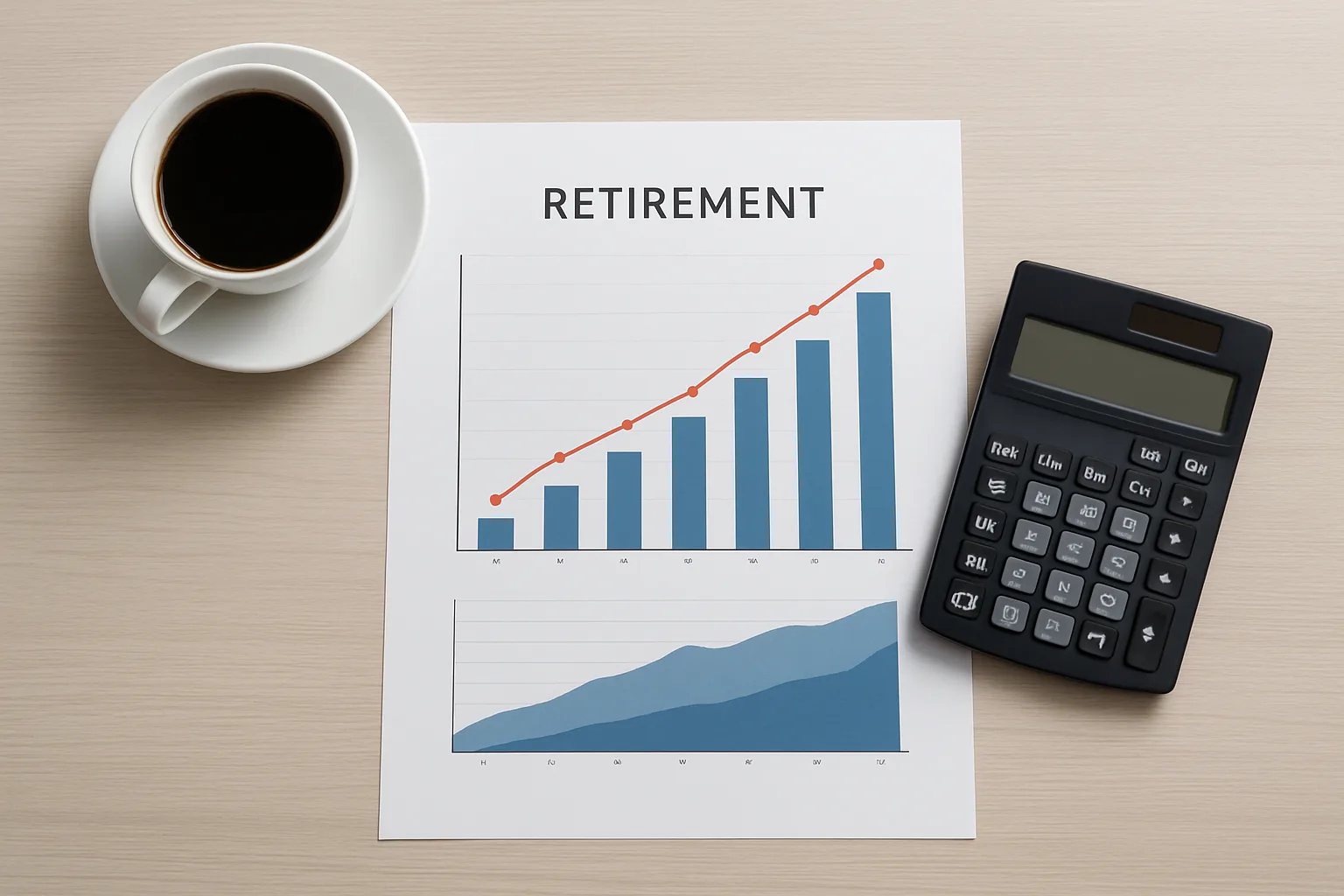 연령별 국민연금 조기수령 가능 시점과 감액률을 보여주는 문서가 놓인 책상