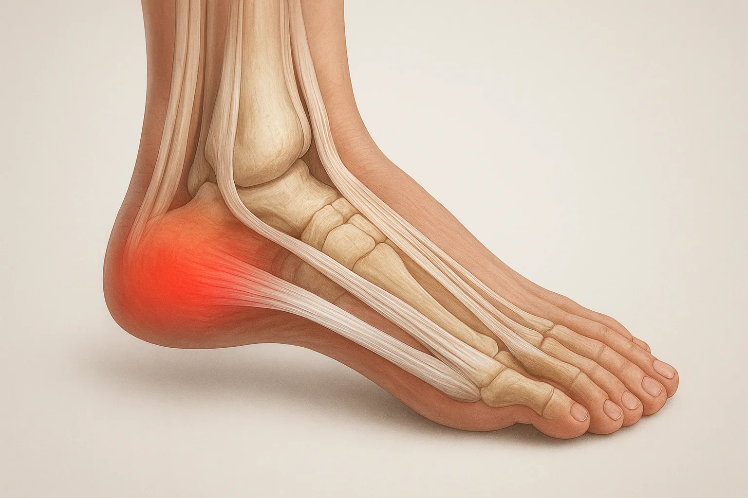 아침 발뒤꿈치 통증의 주요 원인인 족저근막의 위치와 발바닥 구조