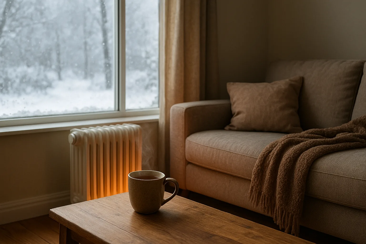 겨울철 난방 혜택을 통해 유지할 수 있는 따뜻하고 안락한 실내 거실 환경