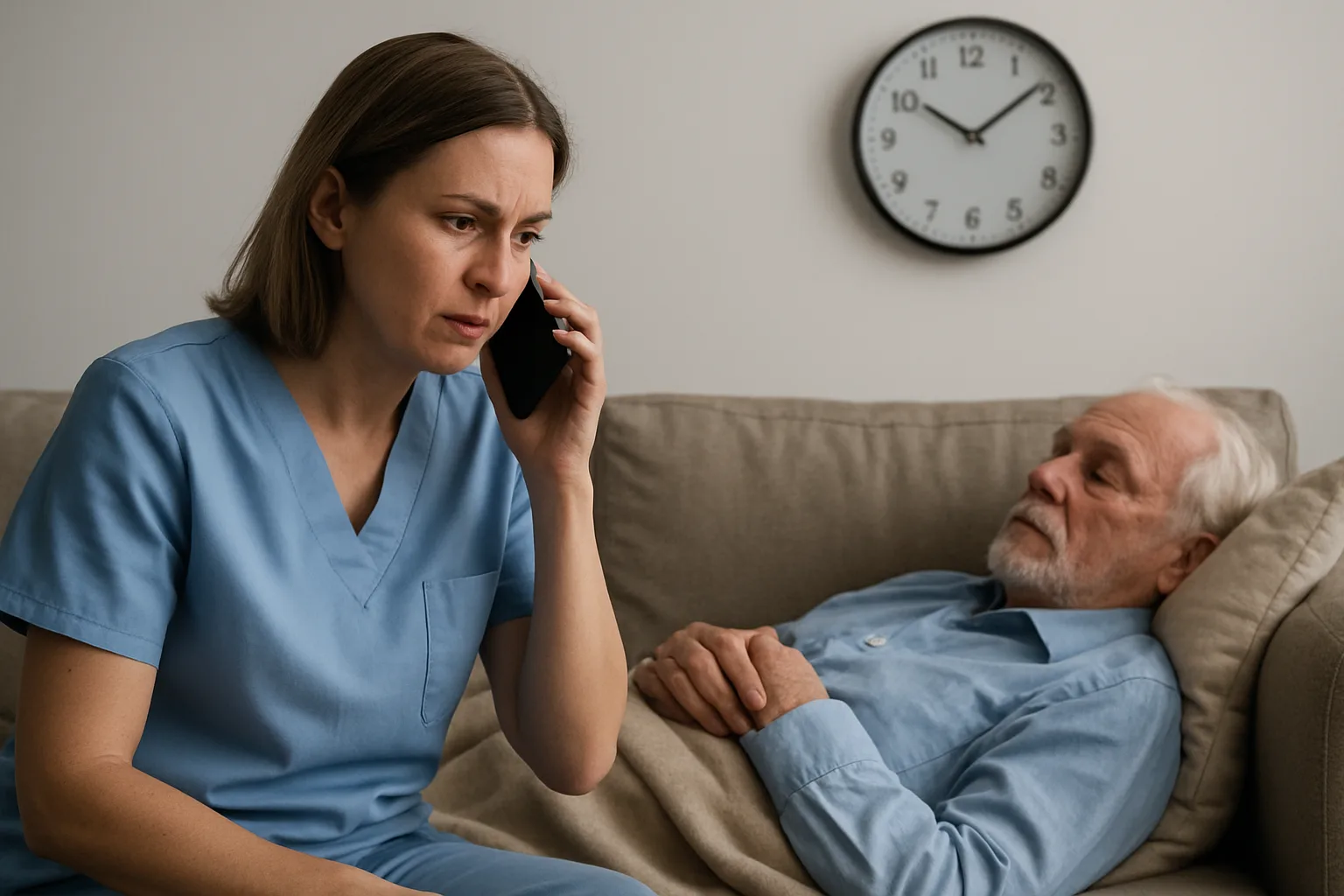 응급 상황 발생 시 지체 없이 119에 신고하여 뇌혈관 질환의 골든타임을 확보하는 모습입니다.