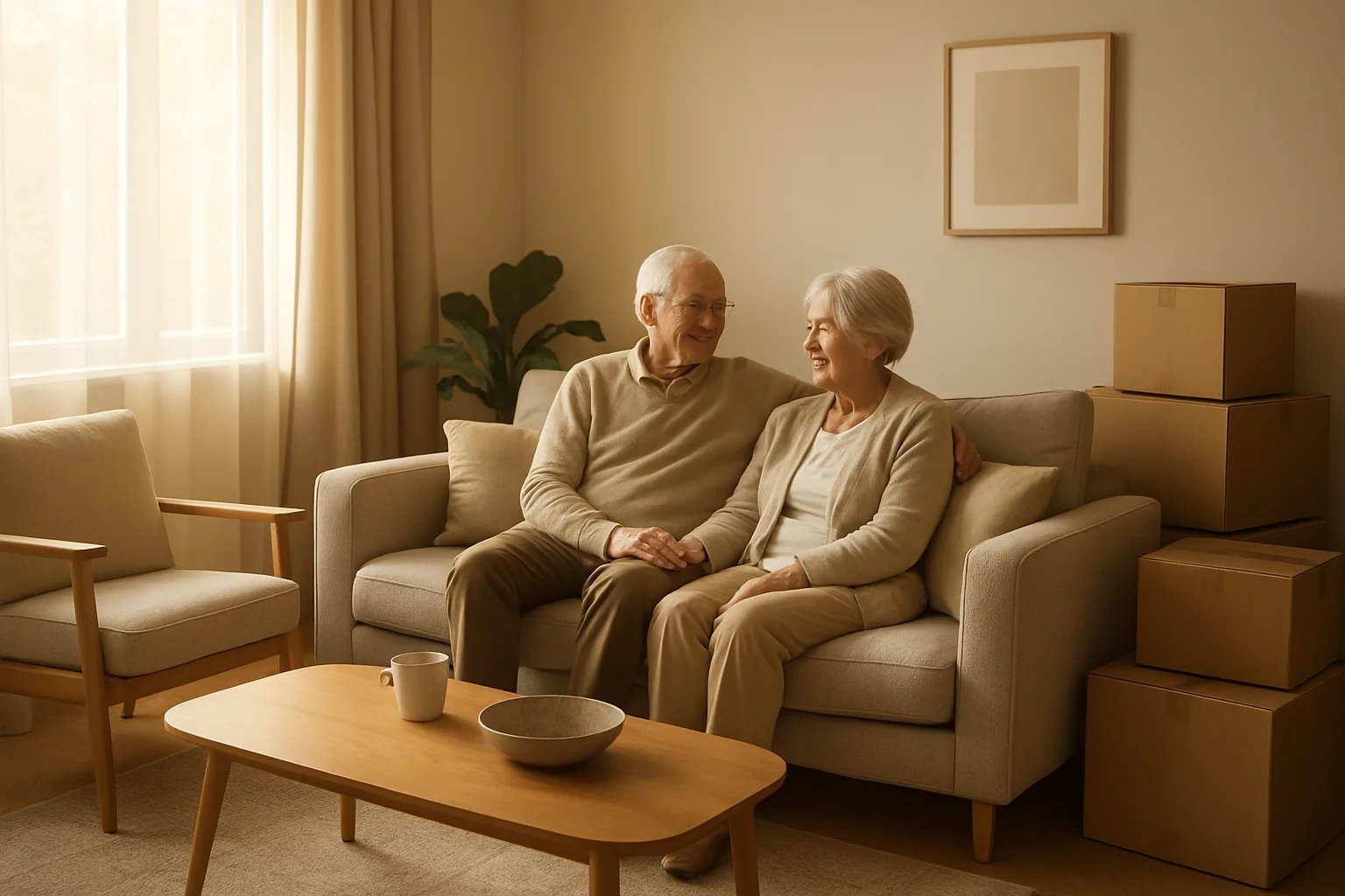 주택연금 담보 변경 제도를 통해 새로운 집으로 이사한 시니어 가구의 평화로운 거실 풍경입니다.