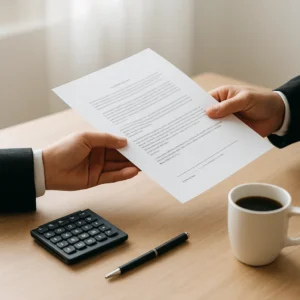 가족 간 금전 거래 시 증여세를 피하기 위해 차용증을 작성하는 모습