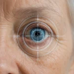 시력이 흐려지는 현상과 안구 건강 관리의 중요성을 직관적으로 강조하는 연출 사진입니다.