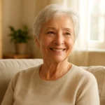 피부 건강과 면역력을 잘 관리하며 햇살 아래 미소 짓는 시니어의 활기찬 일상 모습